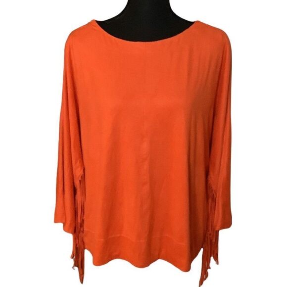 Faux Suede Red Fringe Top - Picture 2 of 7